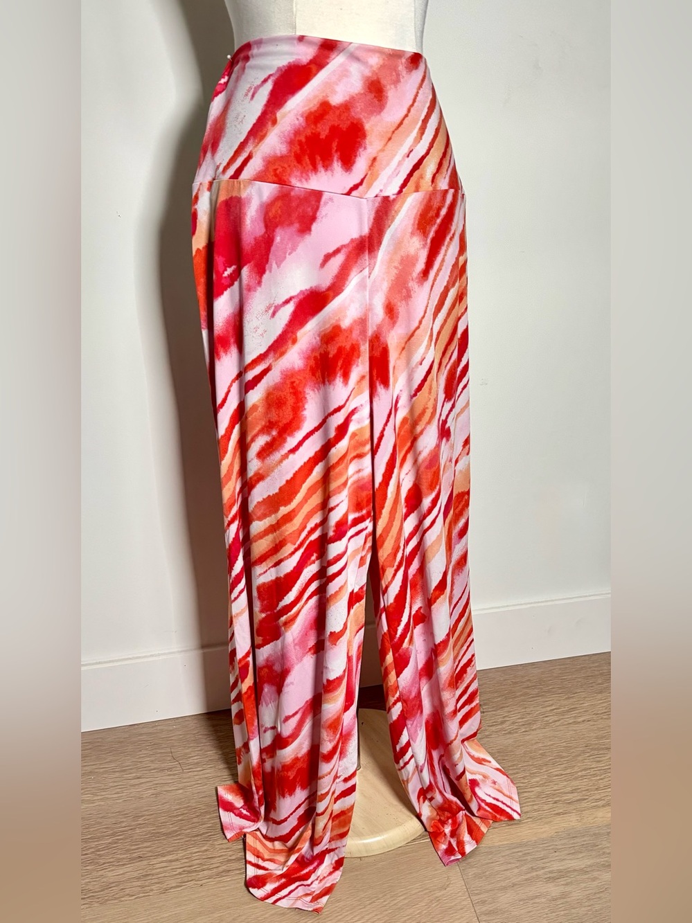 New Directions XL Orange Abstract Watercolor Palazzo Pants Festival Flowing